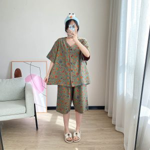 Ensemble de vêtements d'intérieur grande taille à imprimé floral jacquard vintage