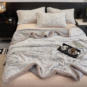 Couverture chaude avec motif de fleurs et de feuilles