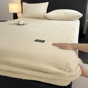 Drap-housse uni et chaud en peluche